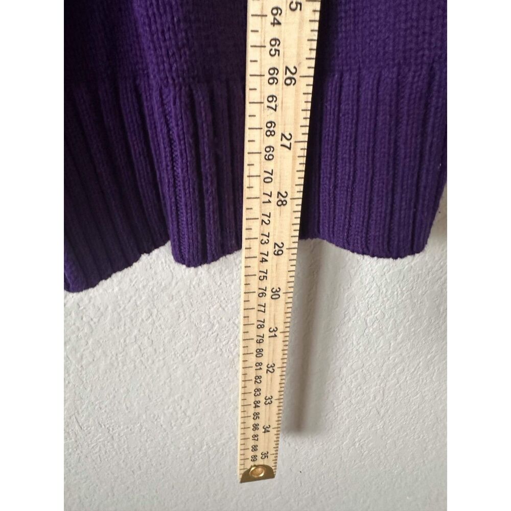 Lauren Ralph Lauren Womens L Purple Shawl Collar Leather Buckle Knit Cardigan - Picture 7 of 7